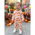 thumbnail image 5 of Cjfdfy Newborn Baby Girls Boy Halloween Satin Pajamas Romper Pumpkin Leaf Printed Long Sleeve Jumpsuit Infant Cute Halloween Holiday Fall Winter Sleepwear, 5 of 9