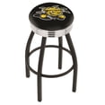 thumbnail image 4 of Wisconsin Badgers 30" Alternate Black Wrinkle Swivel Bar Stool with Chrome Ribbed Ring, 4 of 7