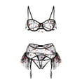 thumbnail image 1 of AMERTEER Soutien-Gorge à Broderie Love String String Vêtements de Nuit sous-Vêtements Lingerie pour Femmes, 1 of 6