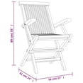 thumbnail image 2 of vidaXL Folding Patio Chairs Outdoor Lawn Chair Furniture Gray Solid Wood Teak, 2 of 22