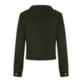 thumbnail image 6 of Dezsed Womens Faux Leather Zip Up Moto Biker Jacket Fashion Casual Women Solid Color Long Sleeve Cardigan Short Zipper Top Jacket Coat Outwear Green L, 6 of 9