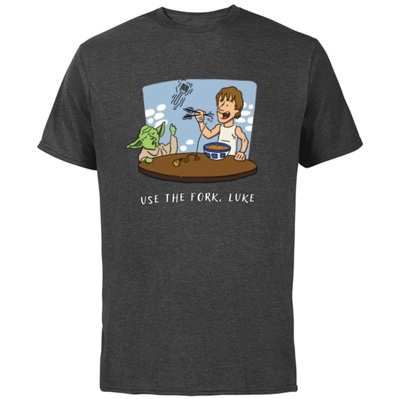 Star Wars “Use the Fork, Luke” Yoda Chopsticks Funny - Short Sleeve Cotton T-Shirt for Adults - Customized-Charcoal