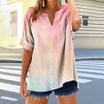 thumbnail image 5 of Women's Gradient Button Down Shirts Fold Short Sleeve Business Casual Tops V Neck Summer T Shirts Dressy Work Blouses, 5 of 5