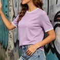 thumbnail image 5 of Babysbule Women Crew Neck Contrast Rib Trim Raglan Short Sleeve Loose Casual Tee for Summer Daily Vacation Outfits, 5 of 9