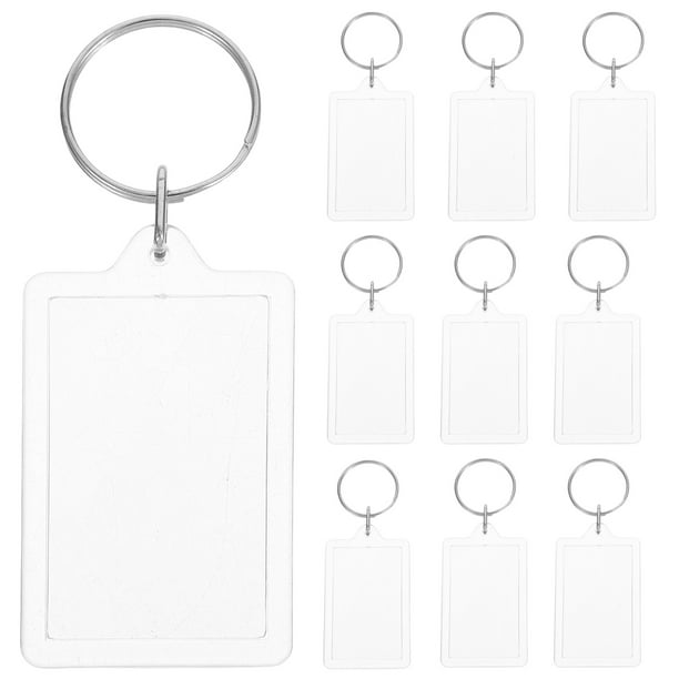 16 llaveros acrílicos para marcos de fotos, transparentes y en blanco.