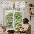 thumbnail image 6 of Bunny Easter Rod Pocket Curtain Valance, Spring Floral Eggs Rabbits Rustic Farmhouse Window Valance for Living Room, Bedroom, Kitchen 54"W x 18"L, 6 of 9