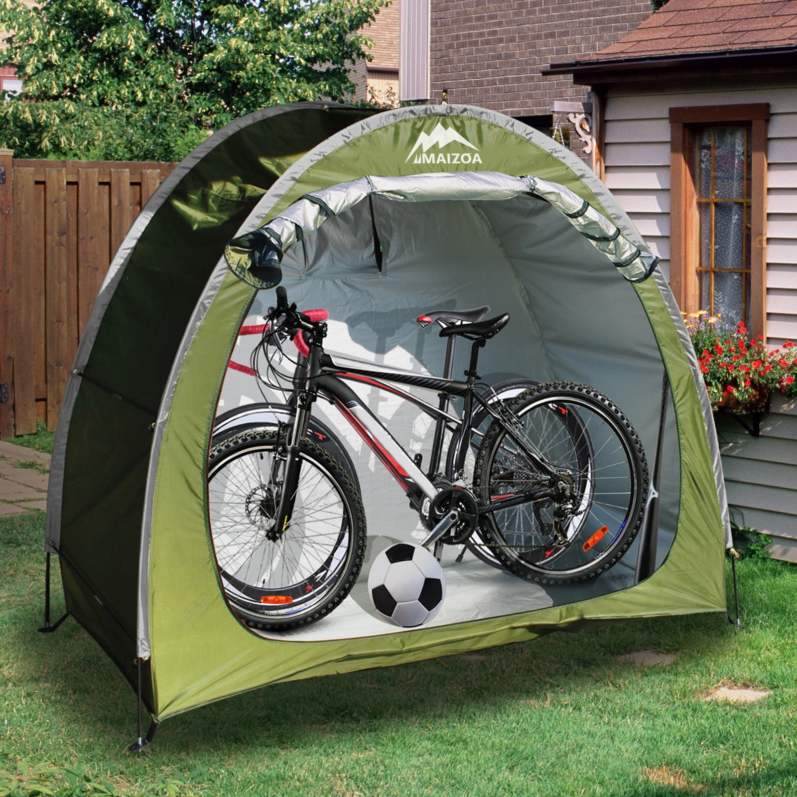 MAIZOA Tente de vélo pliable, support extérieur en alliage d'aluminium, abri  de rangement portable, tissu imperméable épais, housse de vélo soignée  (L-noir) : : Sports et Plein air