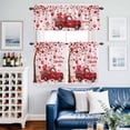 thumbnail image 4 of Valentine's Day Romantic Heart Curtain Tier and Valance Set 3 Piece, Red Truck Farm Bird 3-inch Rod Pocket Window Tier Curtains Valance for Kitchen Living Room, 4 of 9