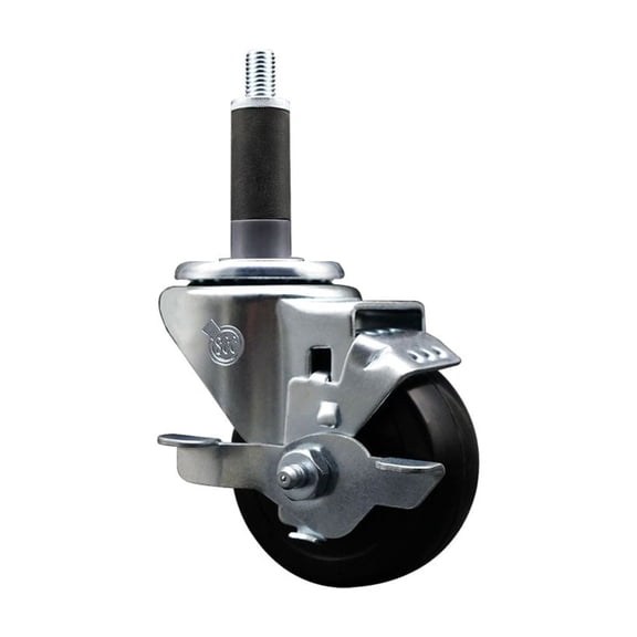 3 Inch SS Soft Rubber Swivel 1 Inch Expanding Stem Caster with Brake SCC