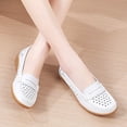 thumbnail image 5 of White Womens Loafers Summer Slip On Lightweight Thick Sole Shoes Fashion Casual Soft Sole Comfortable Daily Wear Breathable Casual Bean Flats Size 39, 5 of 9