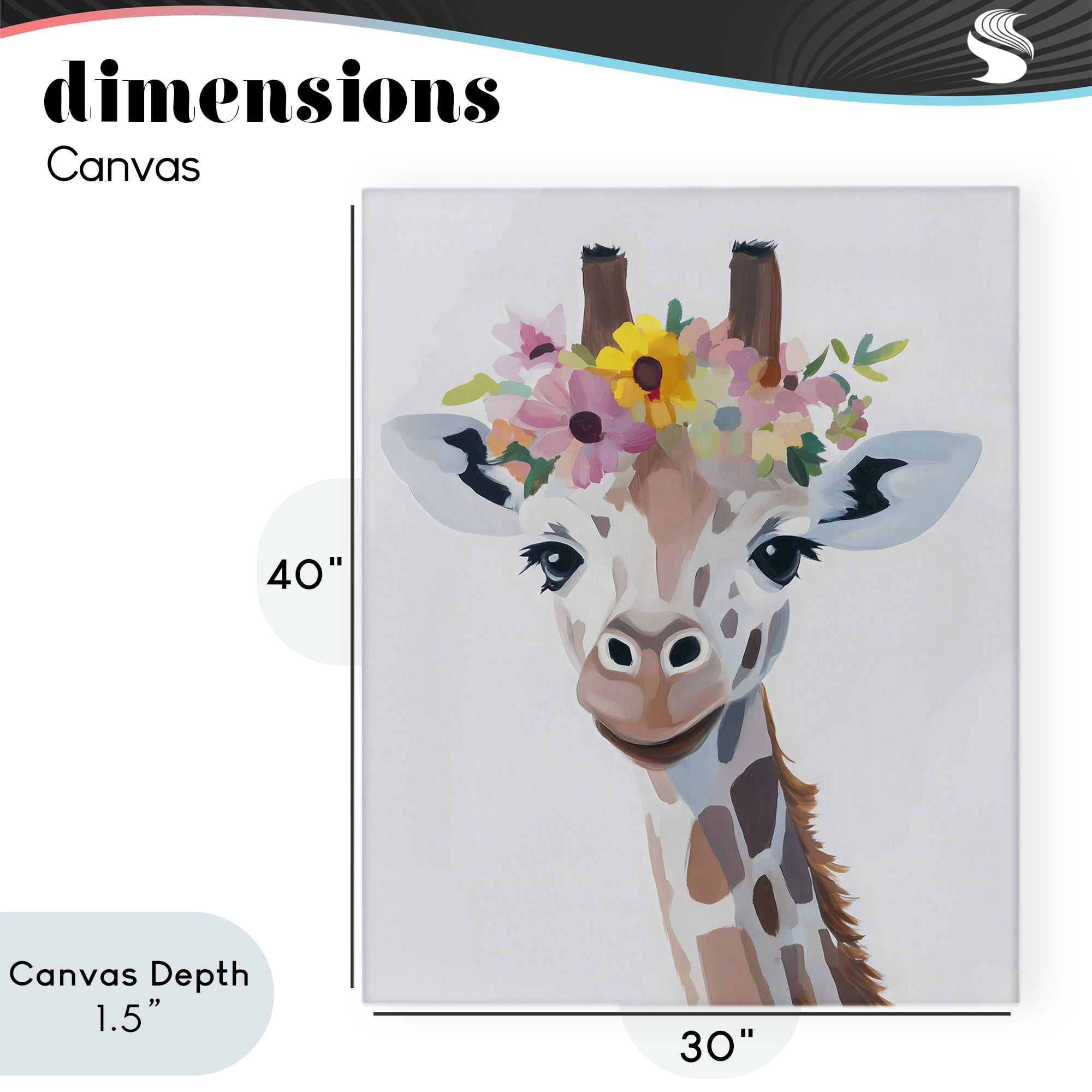 Stupell Industries Flower Crown Giraffe Canvas Wall Art, design by The Prints Vibe