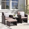 thumbnail image 6 of JOIVI Patio Conversation Set Balcony Furniture Set with Beige Cushions, Brown Wicker Chair with Ottoman, Steel, Wicker, Rattan, 6 of 10
