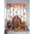 thumbnail image 5 of Fall Shower Curtain Turkey Rugby Pumpkin Shower Curtains for Bathroom Thanksgiving Decor, Waterproof Polyester Shower Curtain Set with Hooks, Stall Long 36" x 72" Maple Leaves, 5 of 6