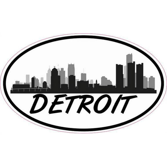 5in x 3in Oval Detroit Skyline Sticker