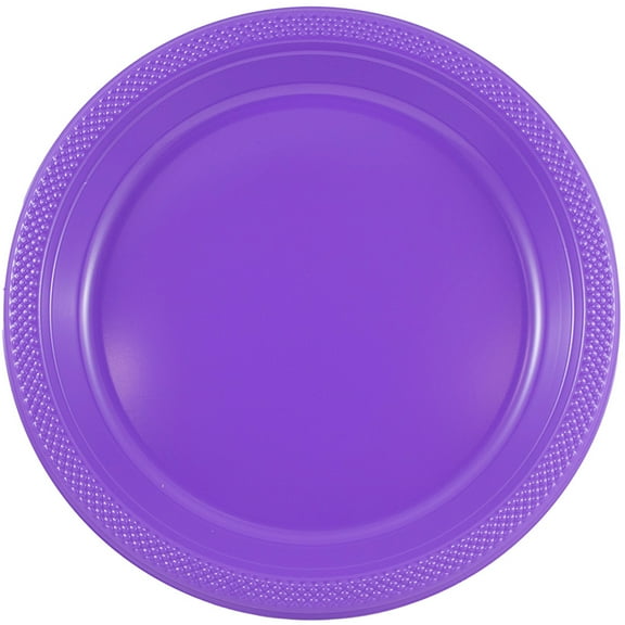JAM Paper Bulk Round Plastic Party Plates, Purple, 200/Box, Medium, 9"