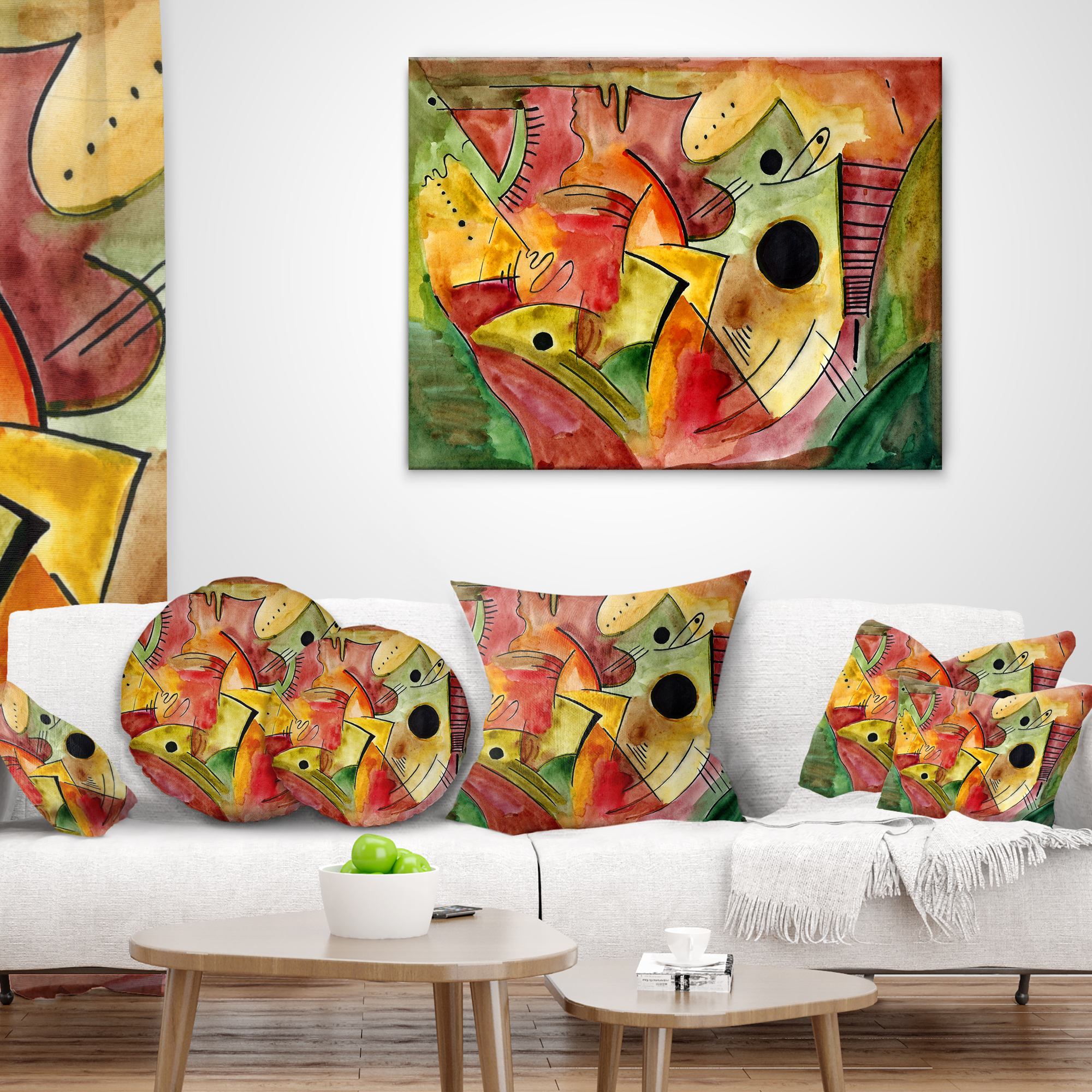 Designart Stimulating Mood - Abstract Throw Pillow - 18x18
