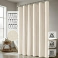 thumbnail image 6 of Extra-Long Cream Shower Curtain, 72 in W x 108 in L — Heavy-Duty Waterproof Boho Farmhouse Polyester, Machine Washable with 12 Metal Hooks, 6 of 7