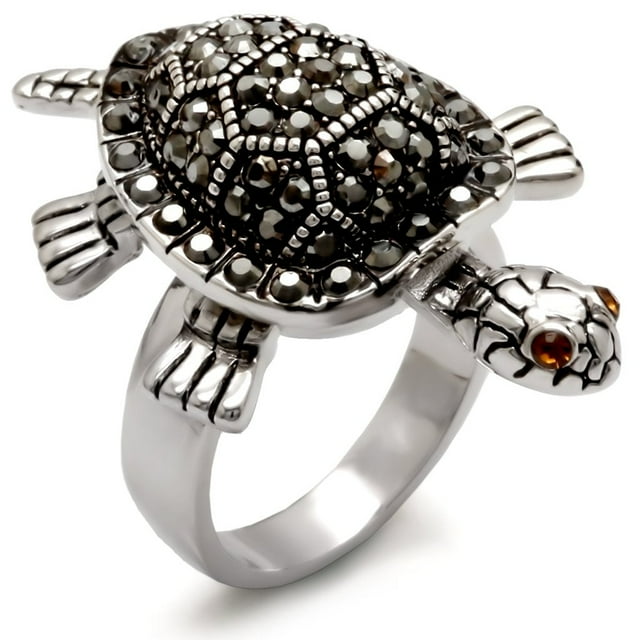 Rhodium Brass Ring with Top Grade Crystal in Multi Color for Women Animals Theme Multi Color Stone Color Style 0W285 Size 9