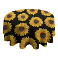 thumbnail image 4 of Black Yellow Sunflower Pattern Round Tablecloth 60"x60",Wrinkle Wipeable Table Cloth for Kitchen Dining Room Picnic Patio Party, 4 of 6