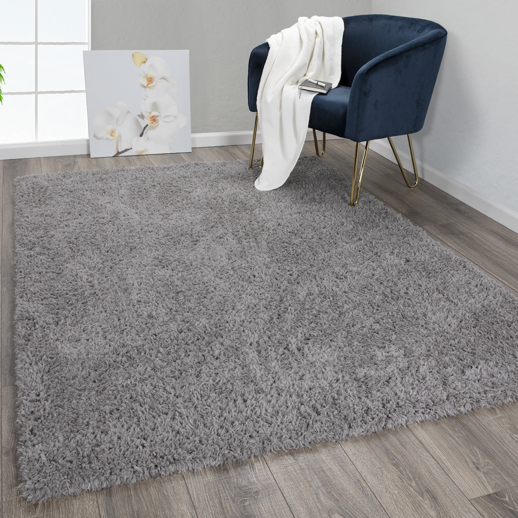 Ottomanson Flokati Faux Sheepskin Shag Area Rug, Dark Gray, 7'10"X9'10
