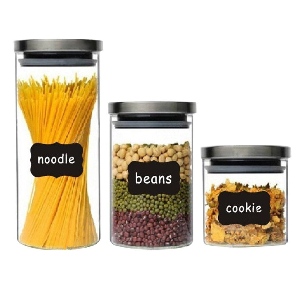 HEALLILY 120pcs Chalkboard Labels Pantry Storage Stickers Waterproof Blackboard Vinyl Stickers for Jars Spice Glass Bottles Containers Canisters