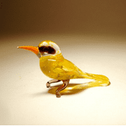 Handmade Blown Glass Small Yellow Bird Figurine