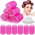thumbnail image 3 of Langgg Rouleau à Cheveux 24X Auto-Adhésif Boucleur Coussin d'Air Coiffure Auto-Adhésif Volume Finition Soignée Commodité Professionnelle 6cm Rouge Rose, 3 of 9