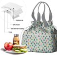 thumbnail image 4 of Gray Christmas Tree Pattern Drawstring Lunch Bag Women - Drawstring Lunch Bag Insulated for Work Office - Stain-Resistant Large Lunchbags for Women with Multi-Pockets, 4 of 6