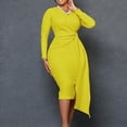 thumbnail image 2 of AURA Plus Size Women V Neck Long Sleeve High Waist Pencil Midi Dress Elegant Office Party Outfit, 2 of 10