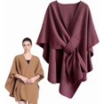 thumbnail image 1 of Women's Solid Color Cape Shawl, Soft Open Front Poncho Sweater, 1 of 7