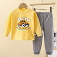 thumbnail image 2 of TOWED22 2pcs Toddler Baby Girl Boy Fall Winter Clothes Long Sleeve Hooded Sweatshirt Tops Casual Pants Set Print Outfits Clothing(Yellow,5-6 Y), 2 of 4