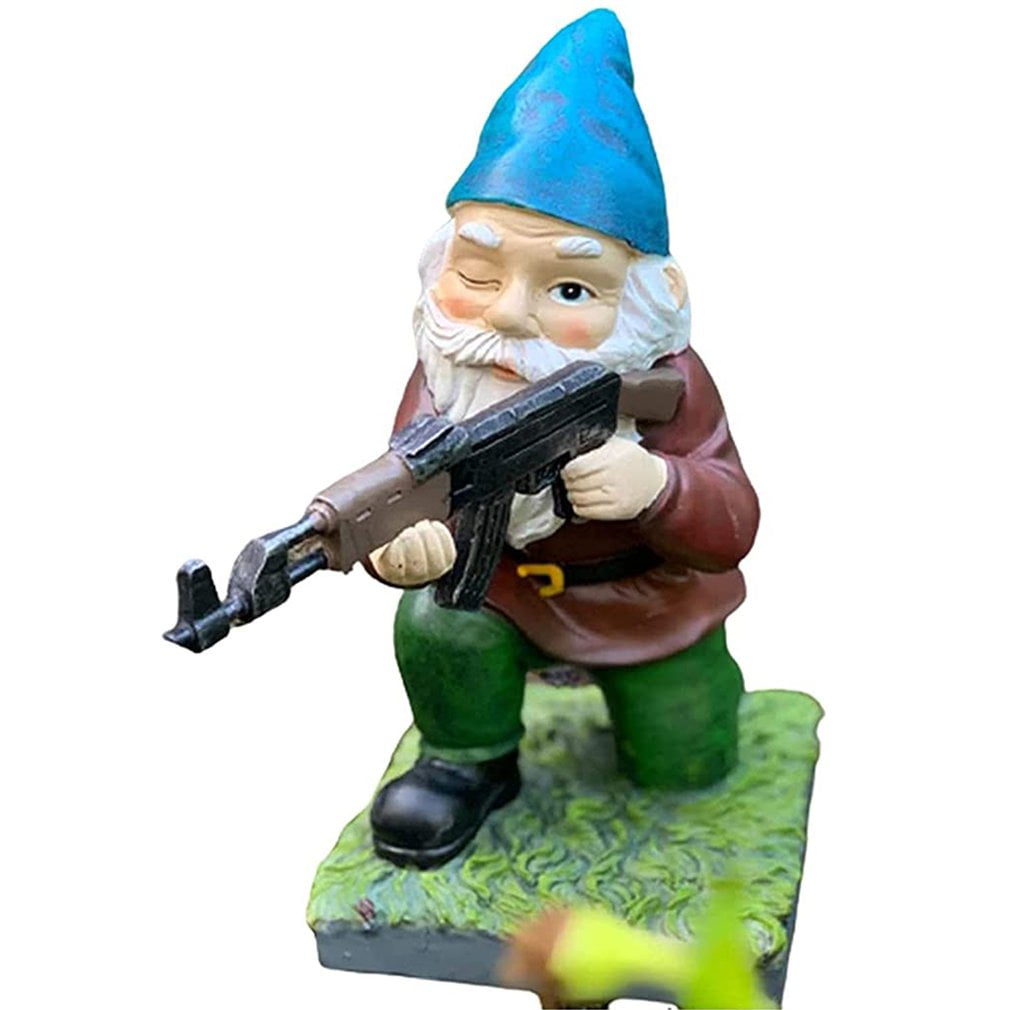Army Garden Gnome Statue Resin Desktop Lawn Ornament Figure Sculpture