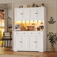 thumbnail image 5 of Homfa Kitchen Pantry Cabinet with LED, 72.4" Freestanding Kitchen Cabinet with Hutch & 4 Drawers, Wood Storage Cabinet for Dining Living Room, White, 5 of 8