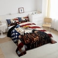 thumbnail image 3 of Feelyou Wildlife Eagle Boys Bedding Comforter Set, Vintage American Flag Twin Comforter Sets, Rustic Farmhouse Hunting Reversible Bedding Set, Lightweight Room Decor, 2pcs, 3 of 8