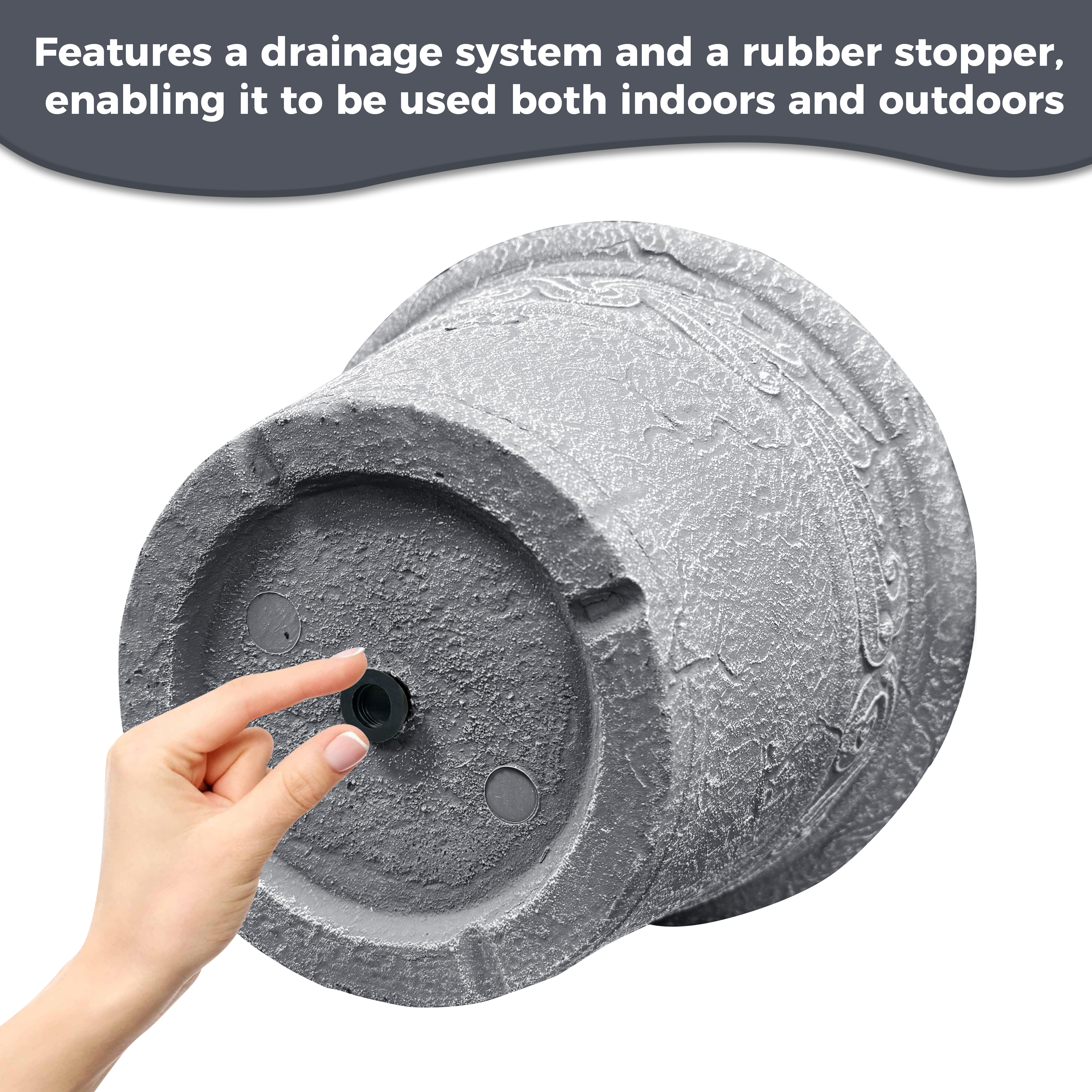 12 in. Dia Two-piece Set Of Classical Relief Flower Pots for Indoor/Outdoor Plants (Set of 2) in Light Gray