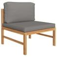 thumbnail image 4 of vidaXL 4 Piece Patio Lounge Set with Gray Cushions Solid Teak Wood, 4 of 9
