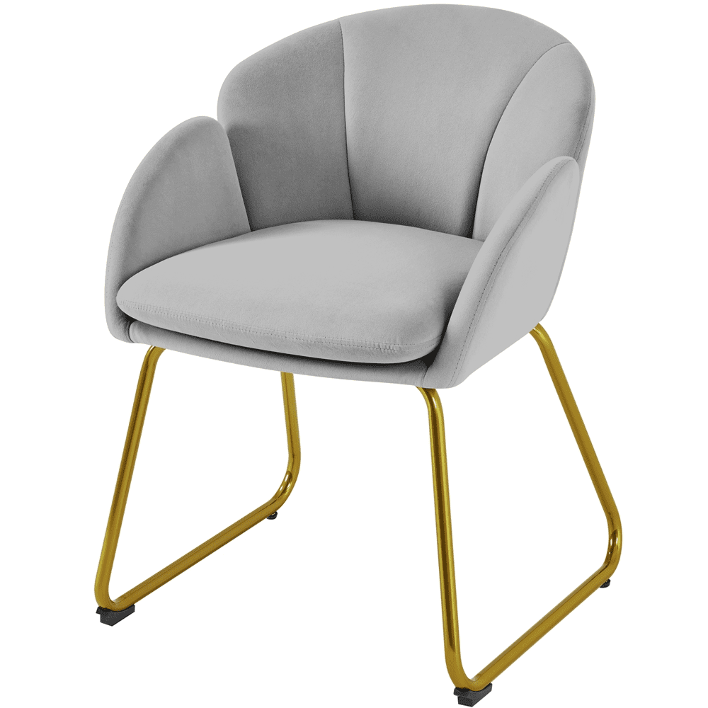Yaheetech Flower Shape Velvet Armchair Dining Chair with Golden Metal