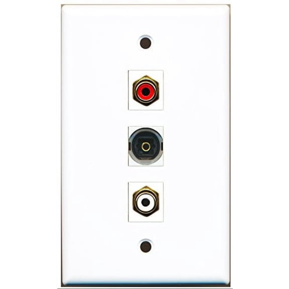 RiteAV - 1 Port RCA Red and 1 Port RCA White and 1 Port Toslink Wall Plate