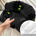 thumbnail image 4 of Queen Size Fitted Sheet Set - Halloween 3 Piece Bedding Sets 16" Deep Pocket Fitted Sheet with 2 Pillowcases, Black Spooky Green Eyes Ghost Floating Brushed Microfiber Hotel Luxury Bed Sheets, 4 of 9