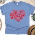 thumbnail image 1 of Graphic Nurse Tee with Retro Heart Pattern for Medical Staff, CarolinaBlue, Size S, 1 of 6