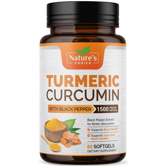 Turmeric Curcumin Supplement Complex - BioPerine Black Pepper Extract Advanced Absorption Curcuminoids for Nature's Joint Support - Antioxidant Herbal Supplement for Women & Men, Non-GMO, 60 Softgels