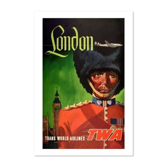 London Fly TWA Vintage Style Travel Poster Classic Collection Art