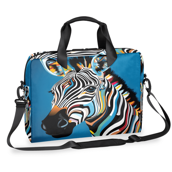 Herdesigns Zebra Laptop Bag for Women Men, Computer Case Briefcase Messenger Bags, 15-15.6 inch Laptop Sleeve Shoulder Bag