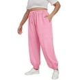 thumbnail image 4 of HLKJKLS Sweatpants Women Plus Size Elastic Waist Pockets Sport Casual Loose Long Sweatpants Polyester Trousers Pink M-5Xl, 4 of 6