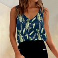 thumbnail image 2 of Women's Satin V-Neck Camisole Top, Floral Print Summer Basic Tank for Casual Outfits or Evening Wear,Navy L, 2 of 5