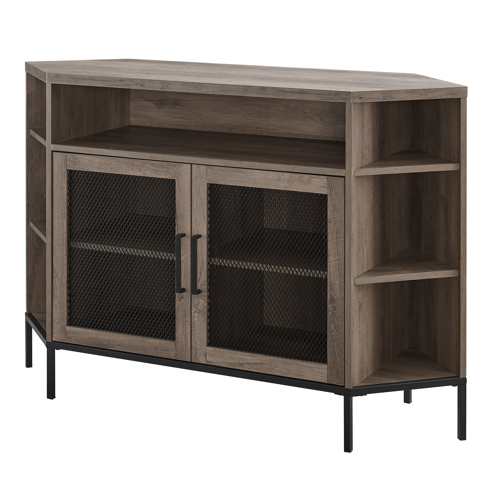Manor Park Industrial Corner TV Stand For TVs up to 52," Grey Wash