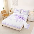 thumbnail image 3 of Erosebridal Light Purple Gingham Bow Full Size Sheets, Purple Bow Bed Sheets for Women Girls, 4-Piece, 3 of 6