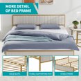 MUZZ Queen Size Upholstered Bed Frame with Golden Metal Slat Support, Wooden Bed Frame with Velvet Headboard(Golden/Beige, Queen)