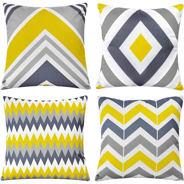 Fundas de cojín de 45 x 45 cm, juego de 4 fundas de almohada, funda de almohada de algodón y lino, fundas de cojín para sofá, cojines de cama de jardín