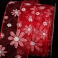 thumbnail image 2 of The Ribbon People Red and White Contemporary Floral Wired Craft Ribbon 2.5" x 40 Yards, 2 of 2